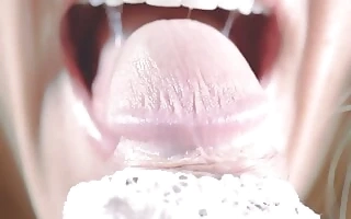 Sensual tongue teasing blowjob and perfectly ruined orgasm
